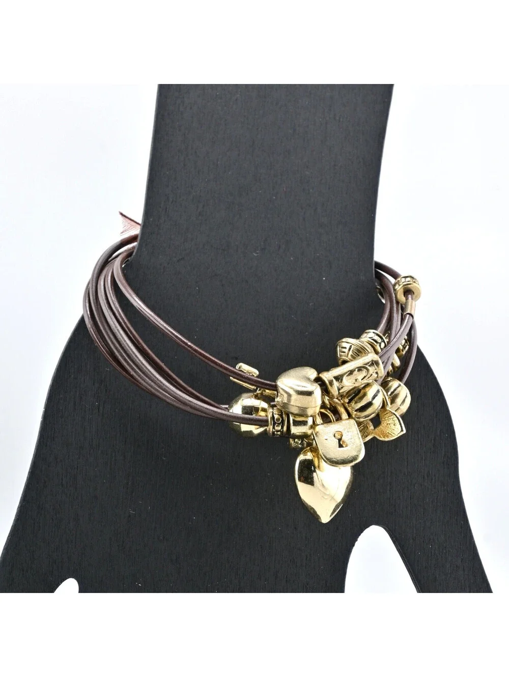 Rubber Multi Strand Charm Bracelet Set 5 Strands